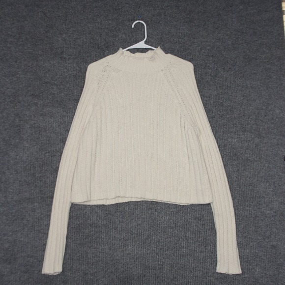 American Eagle Outfitters Sweaters - American Eagle Outfitters Sweater Womens L Cream Beige Mock Neck Ribbed